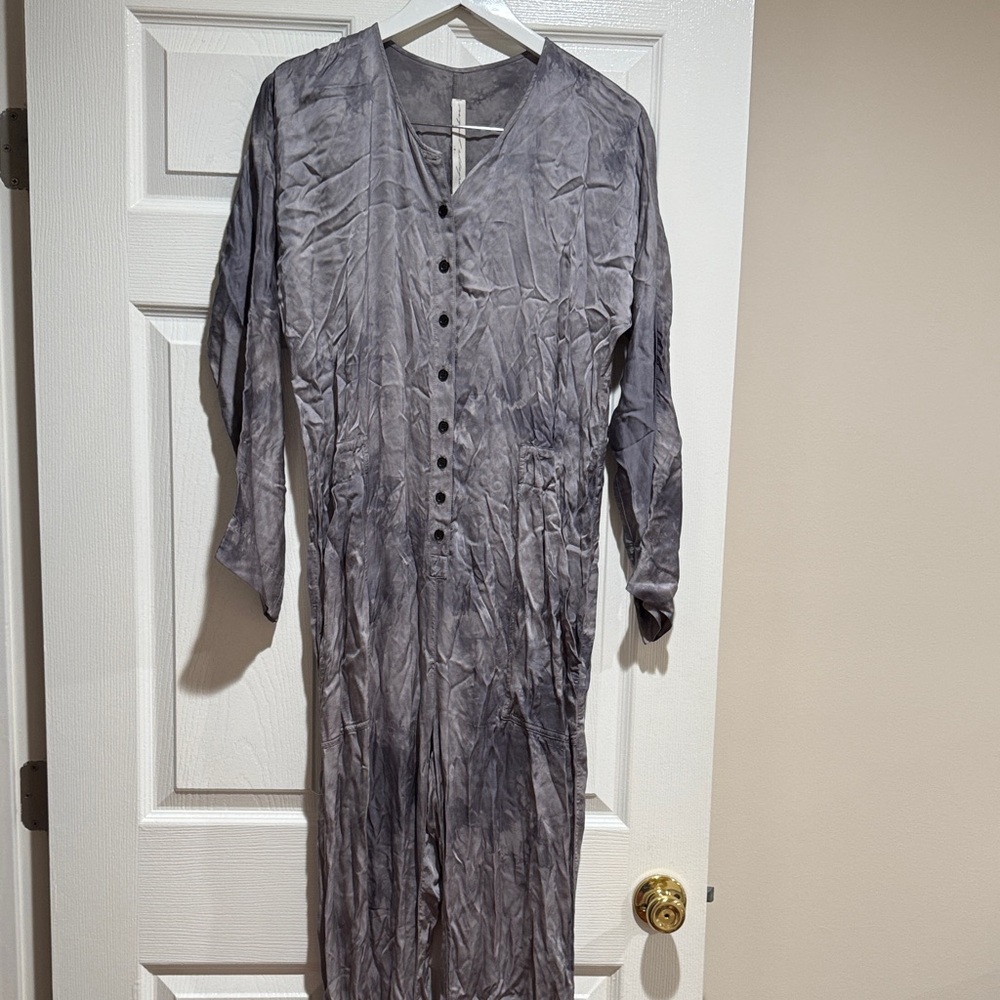 Raquel Allegra Woman Slate Gray Long Sleeve Button-Front Dress Size 0